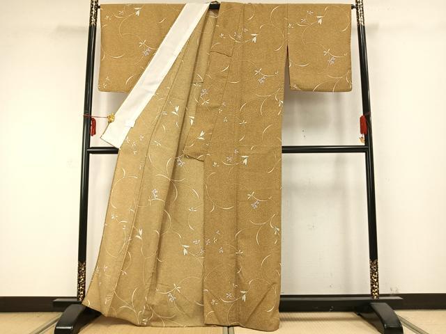 平和屋着物▽小紋　単衣　草花文　洗える着物　AABC0302fy