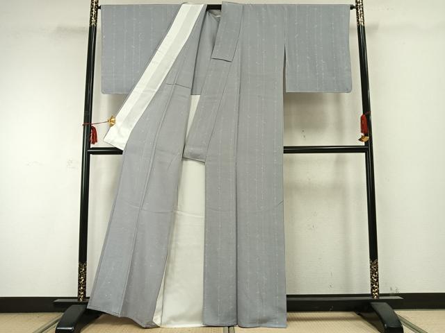 平和屋着物▽上質な紬 　単衣　蔦の葉文 　正絹　逸品　未使用　AABC0305fy