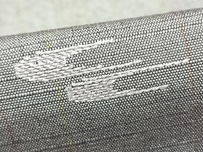 平和屋着物▽上質な紬 単衣 刺繍 絣柄 正絹 逸品 AABC0306fy