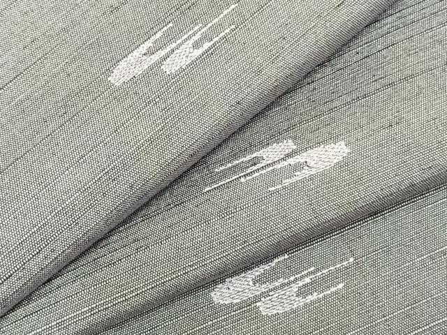 平和屋着物▽上質な紬 単衣 刺繍 絣柄 正絹 逸品 AABC0306fy