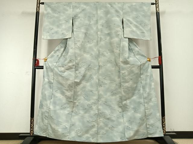 平和屋着物▽上質な紬 単衣 抽象文様 正絹 逸品 AABC0308fy