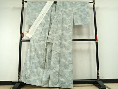 平和屋着物▽上質な紬 単衣 抽象文様 正絹 逸品 AABC0308fy