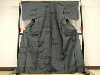 平和屋着物▽本場大島紬　単衣　霞取り文　正絹　逸品　未使用　AABC0312fy
