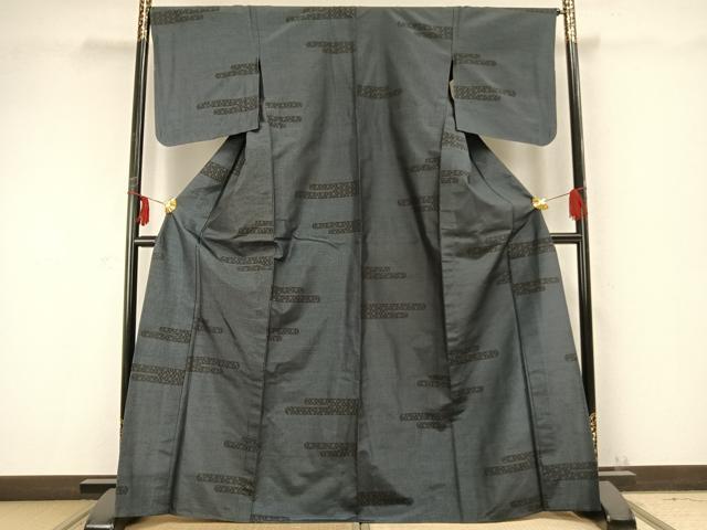 平和屋着物▽本場大島紬　単衣　霞取り文　正絹　逸品　未使用　AABC0312fy
