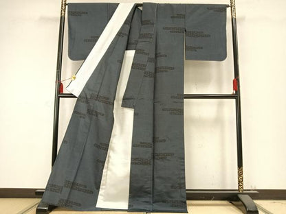 平和屋着物▽本場大島紬　単衣　霞取り文　正絹　逸品　未使用　AABC0312fy