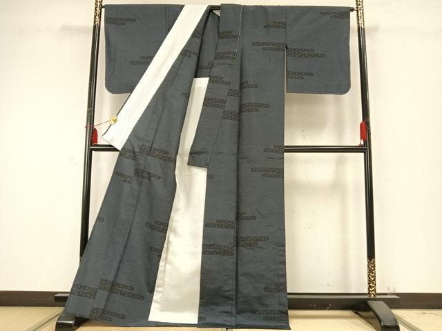 平和屋着物▽本場大島紬　単衣　霞取り文　正絹　逸品　未使用　AABC0312fy