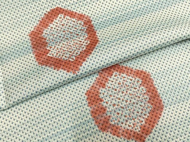 平和屋着物▽上質な小紋 単衣 亀甲文様 正絹 逸品 AABC0314fy