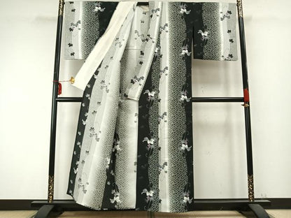 平和屋着物▽小紋 単衣 蔦の葉葡萄文 洗える着物 AABC0315fy