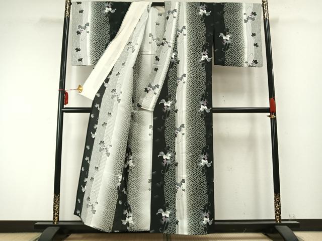 平和屋着物▽小紋 単衣 蔦の葉葡萄文 洗える着物 AABC0315fy