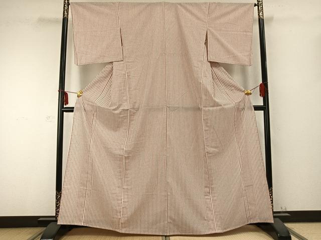 平和屋着物▽小紋 単衣 縞 洗える着物 AABC0320fy