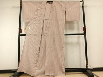 平和屋着物▽小紋 単衣 縞 洗える着物 AABC0320fy