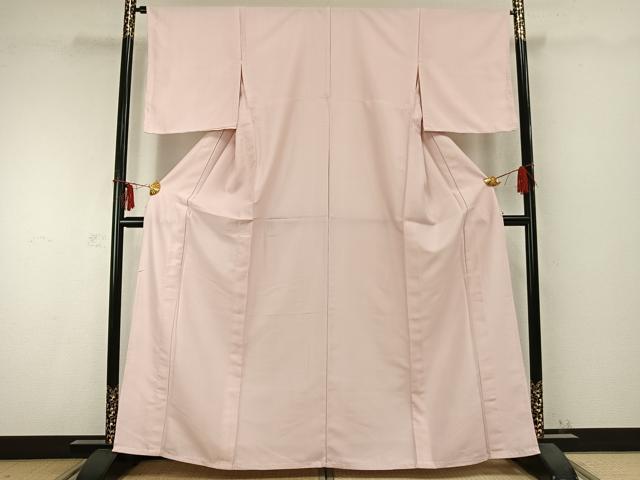 平和屋着物▽江戸小紋 単衣 万筋 ピンク色×白色 洗える着物 AABC0321fy