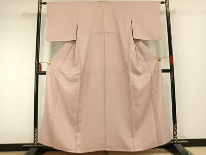 平和屋着物▽色無地 単衣 灰桜色 洗える着物 AABC0322fy