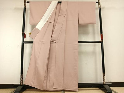 平和屋着物▽色無地 単衣 灰桜色 洗える着物 AABC0322fy