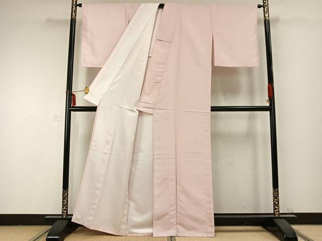 平和屋着物▽江戸小紋 単衣 万筋 ピンク色×白色 洗える着物 AABC0324fy