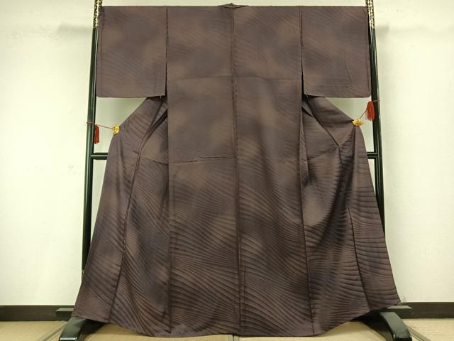 平和屋着物▽上質な小紋 単衣 霞文 正絹 逸品 未使用 AABC0327fy