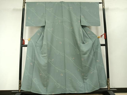 平和屋着物▽上質な小紋 単衣 丸文 正絹 逸品 AABC0328fy