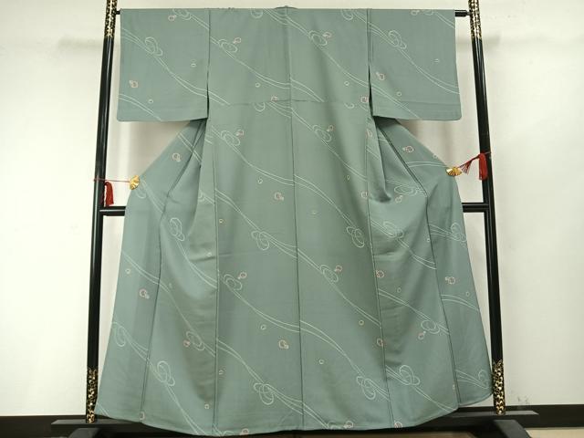 平和屋着物▽上質な小紋 単衣 丸文 正絹 逸品 AABC0328fy