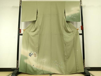 平和屋着物▽訪問着 単衣 作家物 人物文 暈し染め 正絹 逸品 AABC0330fy