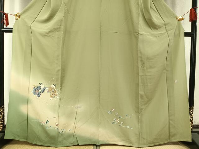 平和屋着物▽訪問着 単衣 作家物 人物文 暈し染め 正絹 逸品 AABC0330fy