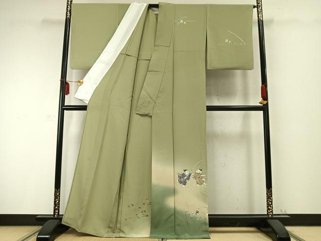 平和屋着物▽訪問着 単衣 作家物 人物文 暈し染め 正絹 逸品 AABC0330fy