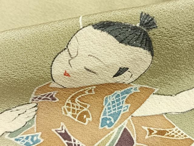 平和屋着物▽訪問着 単衣 作家物 人物文 暈し染め 正絹 逸品 AABC0330fy