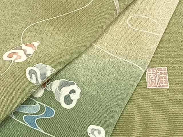 平和屋着物▽訪問着 単衣 作家物 人物文 暈し染め 正絹 逸品 AABC0330fy