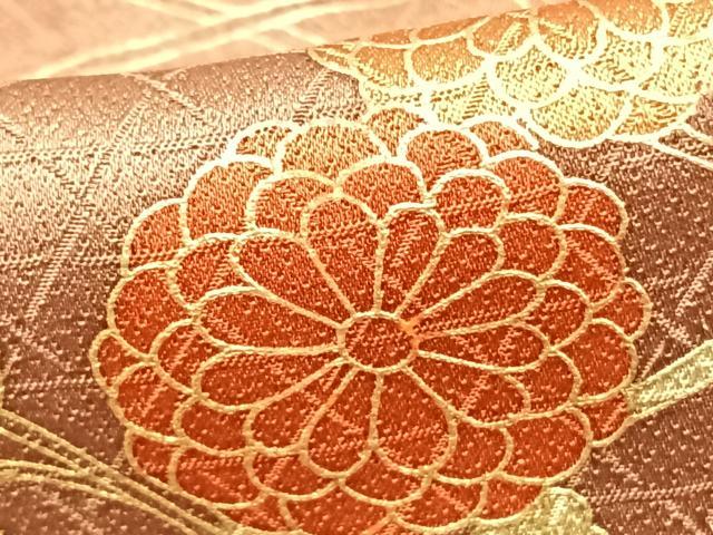 平和屋着物▽訪問着 単衣 草花文 金彩 正絹 逸品 AABC0336fy