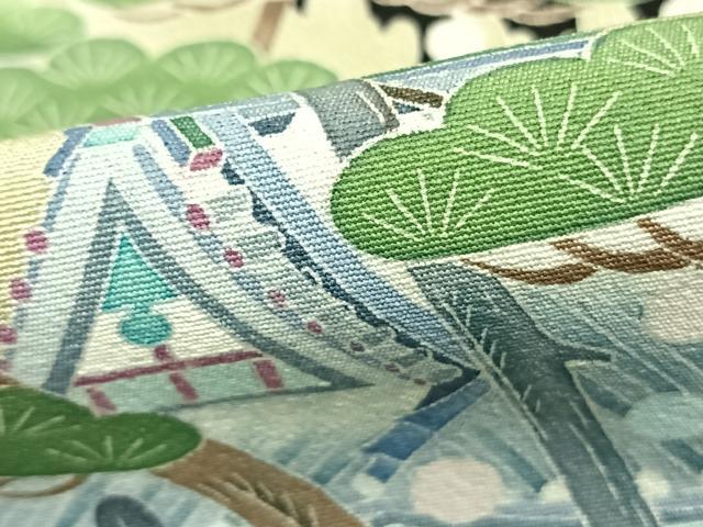平和屋着物▽本加賀友禅作家 毎田健治 黒留袖 単衣 風景花文 暈し染め 正絹 逸品 AABC0337fy