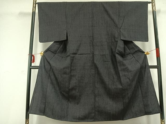 平和屋着物▽男性　紬　単衣　縞　正絹　逸品　AABC0341fy