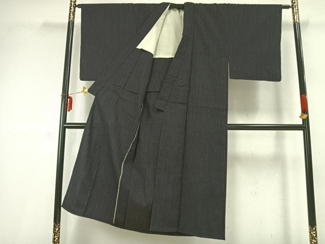 平和屋着物▽男性　紬　単衣　縞　正絹　逸品　AABC0341fy