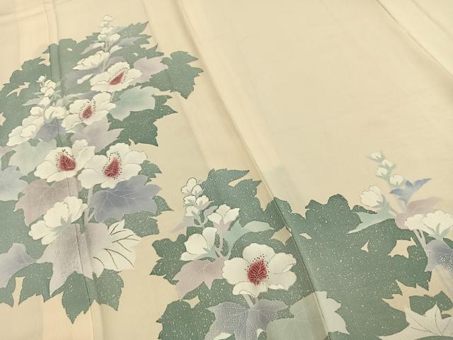 平和屋着物▽訪問着 単衣 草花文 正絹 逸品 AABC0342fy