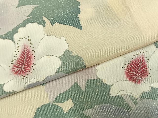 平和屋着物▽訪問着 単衣 草花文 正絹 逸品 AABC0342fy