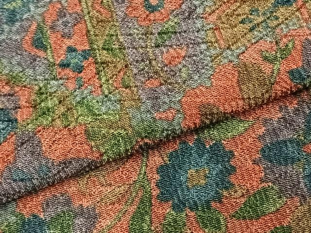 平和屋着物▽上質な小紋 単衣 切り嵌め花文 正絹 逸品 AABC0344fy