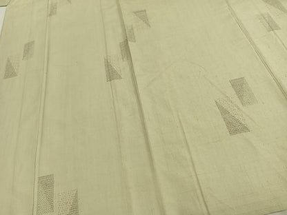 平和屋着物▽結城紬　単衣　100亀甲　色紙文　正絹　逸品　AABC0346fy