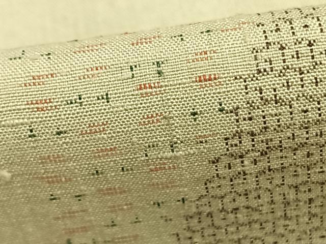 平和屋着物▽結城紬　単衣　100亀甲　色紙文　正絹　逸品　AABC0346fy