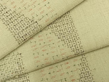 平和屋着物▽結城紬　単衣　100亀甲　色紙文　正絹　逸品　AABC0346fy