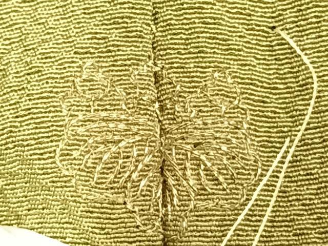 平和屋着物▽上質な色無地 単衣 若苗色 ワンポイント 鬼しぼ縮緬 正絹 逸品 未使用 AABC0348fy