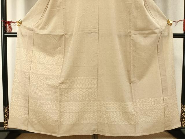 平和屋着物▽白鷹お召 訪問着 単衣 横段文 正絹 逸品 AABC0349fy