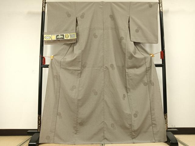 平和屋着物▽塩沢絣 単衣 舞花文 証紙付き ロング丈 正絹 逸品 AABC0350fy