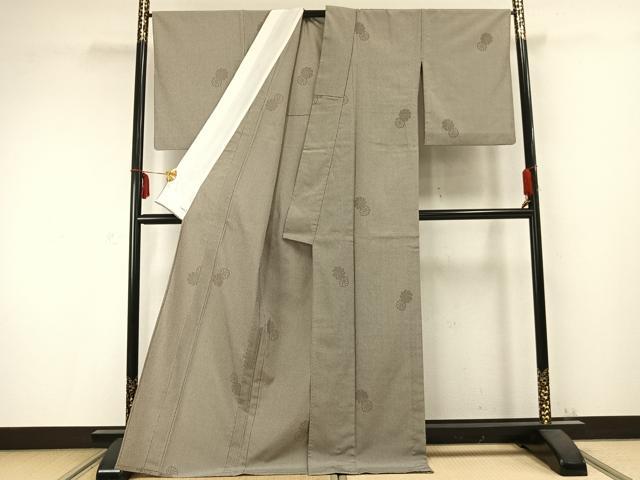 平和屋着物▽塩沢絣 単衣 舞花文 証紙付き ロング丈 正絹 逸品 AABC0350fy