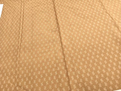 平和屋着物▽上質な紬 単衣 幾何学文様 正絹 逸品 AABC0354fy