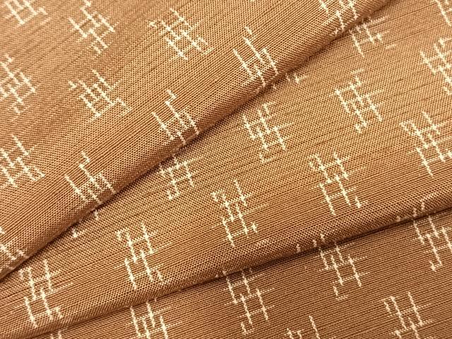 平和屋着物▽上質な紬 単衣 幾何学文様 正絹 逸品 AABC0354fy