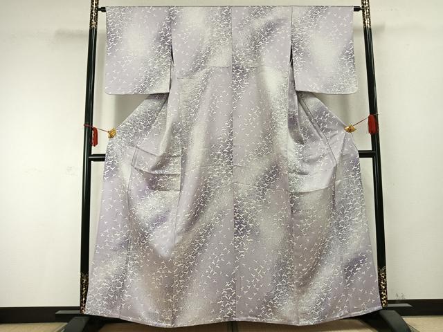 平和屋着物▽上質な小紋 単衣 舞花文 正絹 逸品 未使用 AABC0356fy