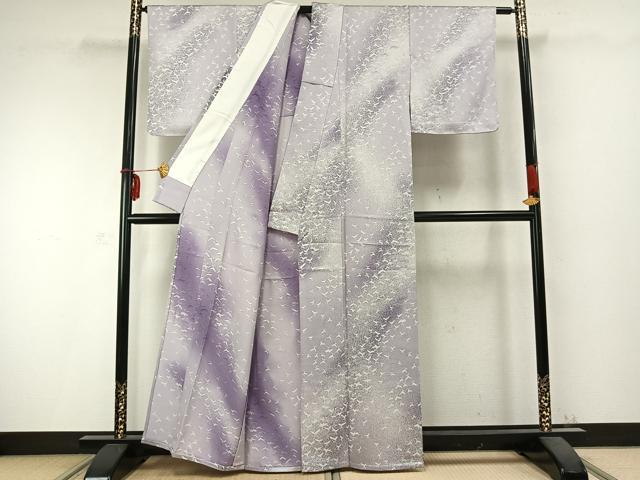 平和屋着物▽上質な小紋 単衣 舞花文 正絹 逸品 未使用 AABC0356fy