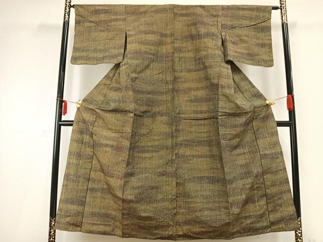 平和屋着物▽上質な紬　単衣　霞文　正絹　逸品　AABC0357fy