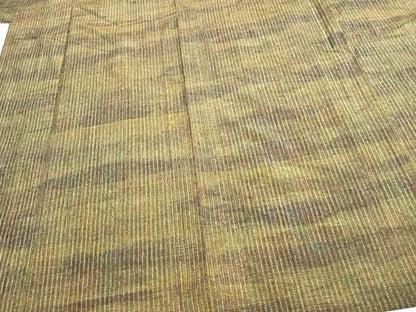 平和屋着物▽上質な紬　単衣　霞文　正絹　逸品　AABC0357fy