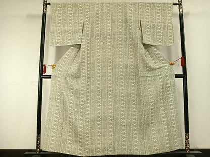 平和屋着物▽江戸小紋 単衣 草花間道 正絹 逸品 AABC0358fy