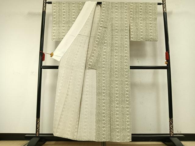 平和屋着物▽江戸小紋 単衣 草花間道 正絹 逸品 AABC0358fy