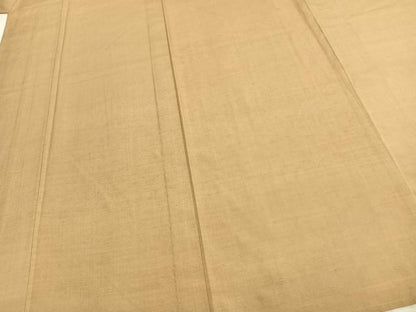 平和屋着物▽上質な紬 単衣 色無地 飴色 正絹 逸品 AABC0360fy